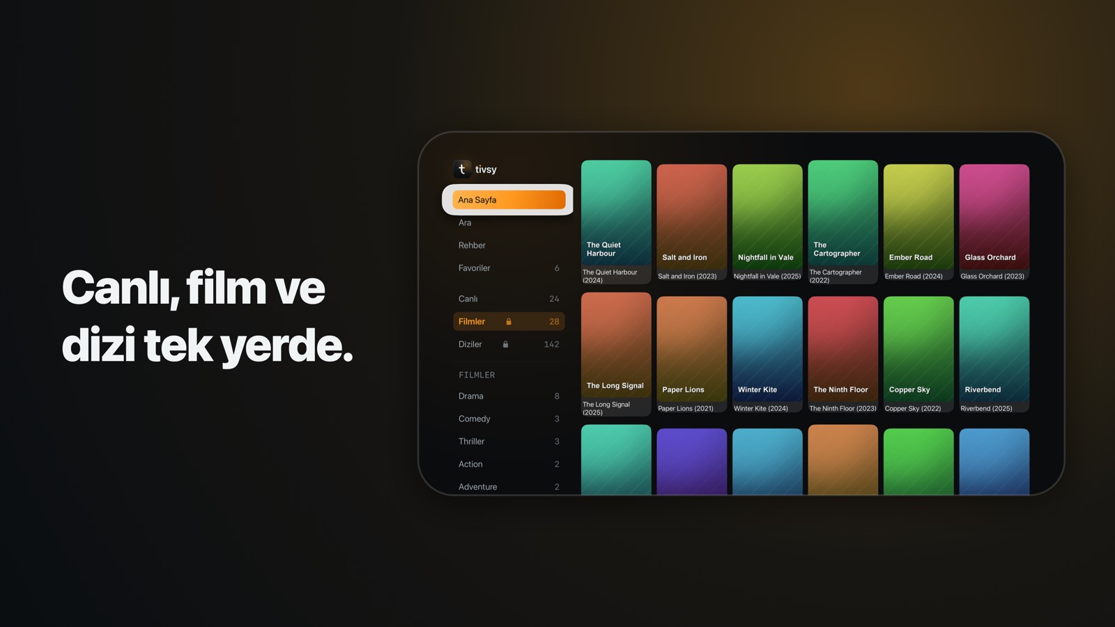 Apple TV'de filmlere göz atma; afişler ve Premium'un açtığı içerikte kilit rozeti